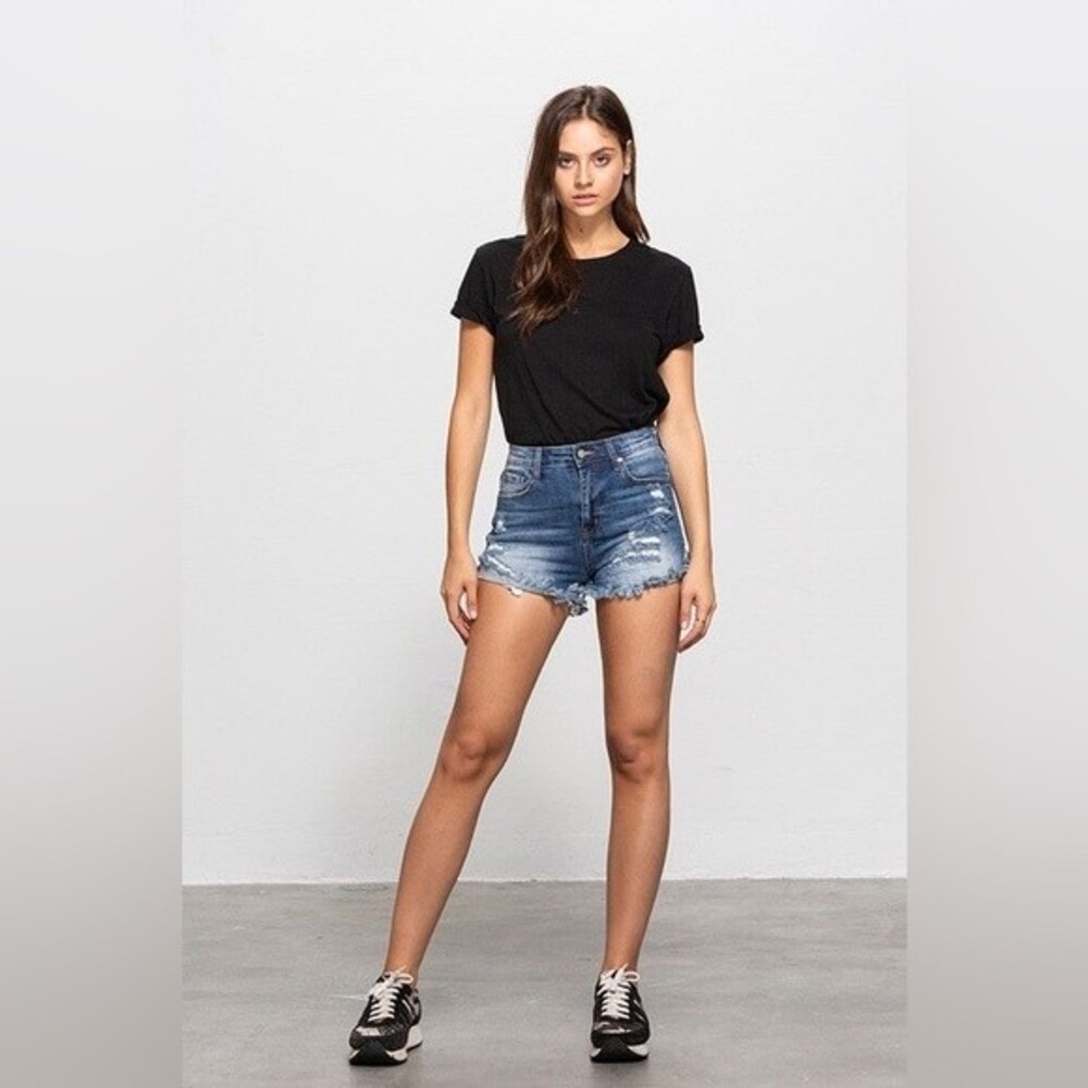 Insane Gene High Rise Cuff Premium Vintage Wash Distressed Shorts Size M (27)